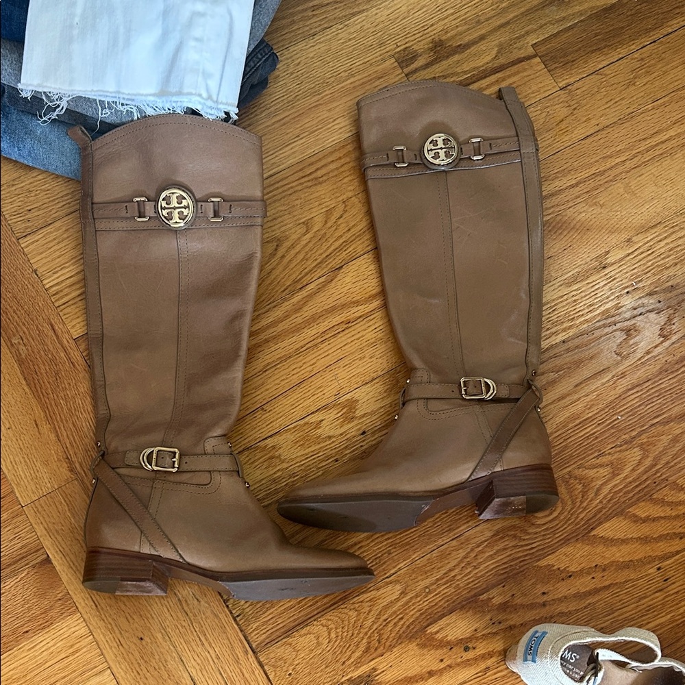 Tory Burch Tan Leather Riding Boots